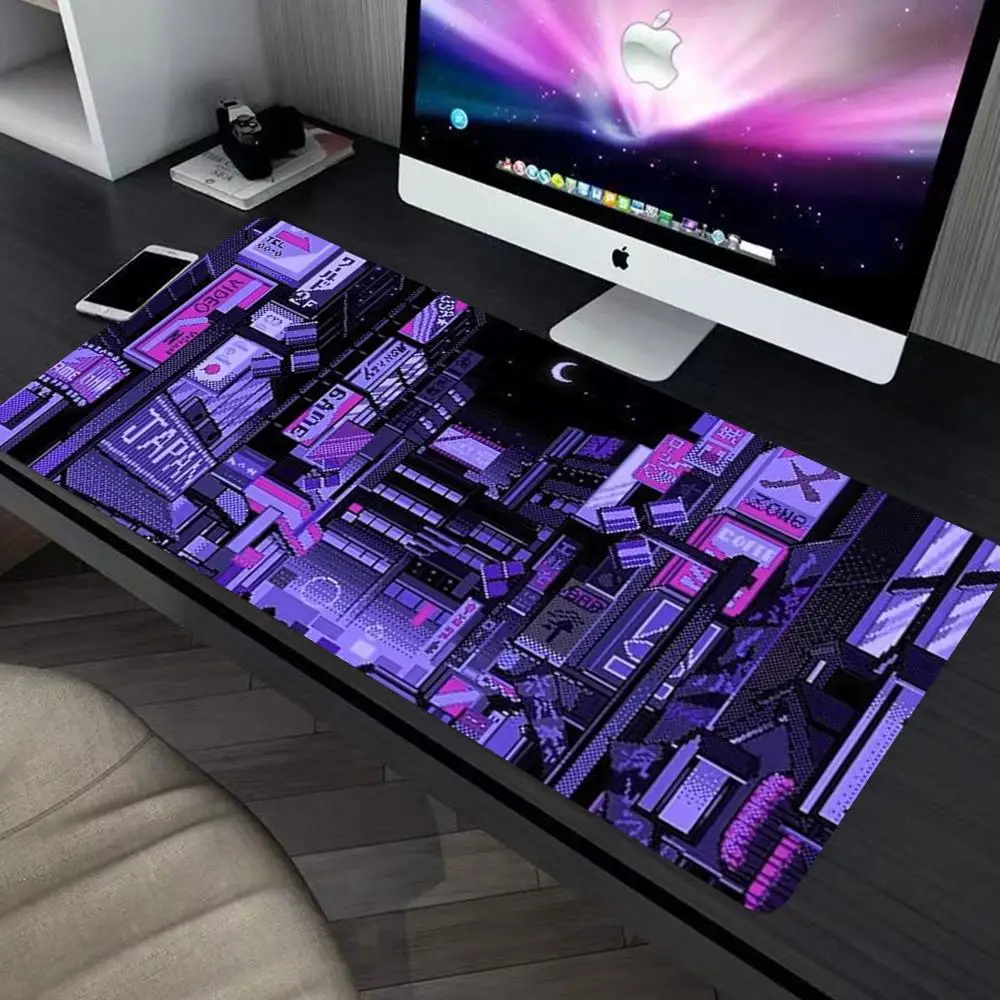 

Neon purple pink Tokyo streets Mouse Pad large keyboard mouse desk pad non-slip rubber gaming mouse pad laptop mouse carpet
