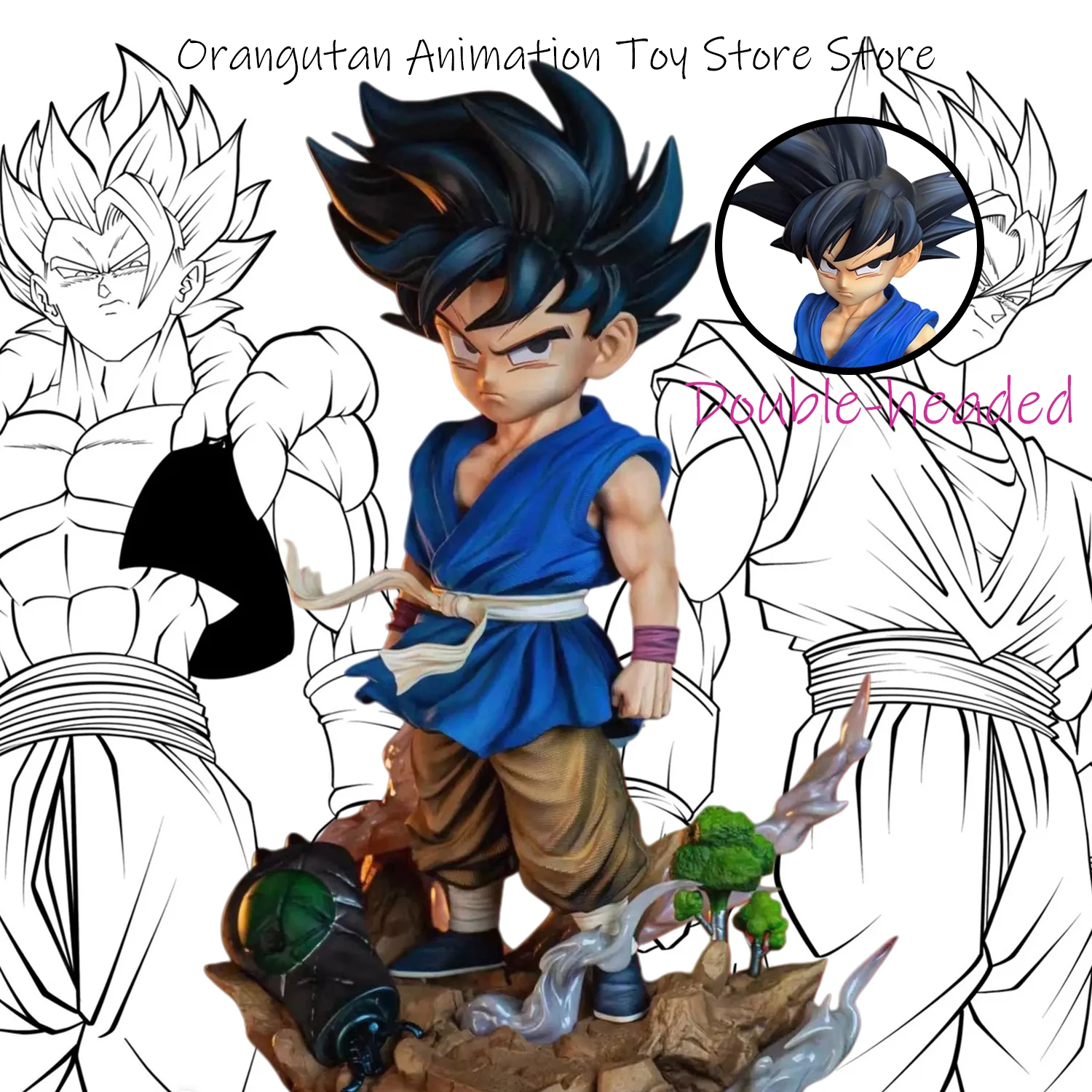 

Anime figure GT 25CM Son Goku Kakarot, Dragon Ball figure, double-headed articulated model toy, Christmas gift.