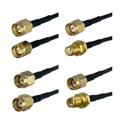 RG174 SMA RP SMA to SMA RP SMA Male & Female Nut Straight & Right Angle Connector RF Coaxial Jumper Pigtail Cable 4inch~10FT
