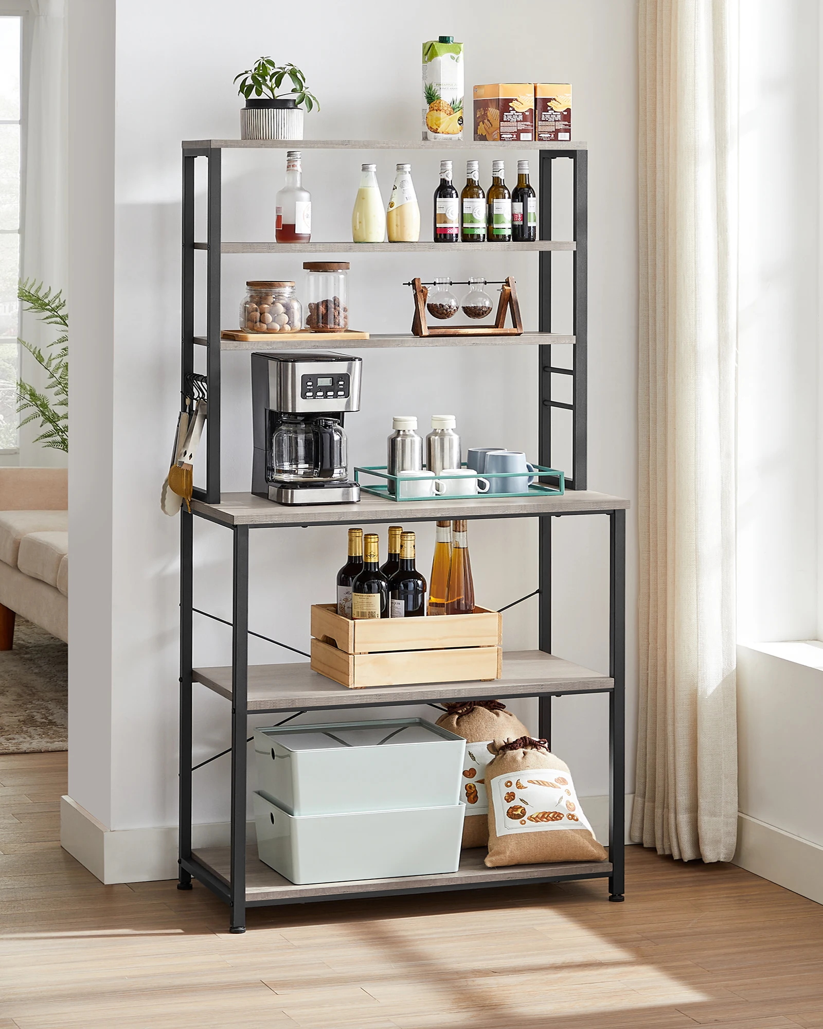 Kitchen Baker Rack microwave stand with storage wood metal kitchen utility rack