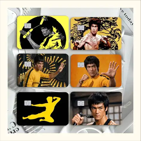 B-Bruce L-Lee Li Xiaolong Kung Fu   Waterproof Film Skin Cover Credit Card Stickers Debit Front Bank Bus Pass