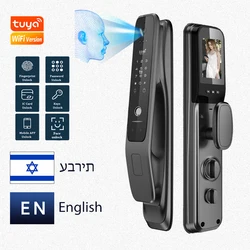 Tuya Wifi 3D Face Recognition Smart Door Lock Camera Fingerprint Digital Lock With Hebrew For Israel Lock