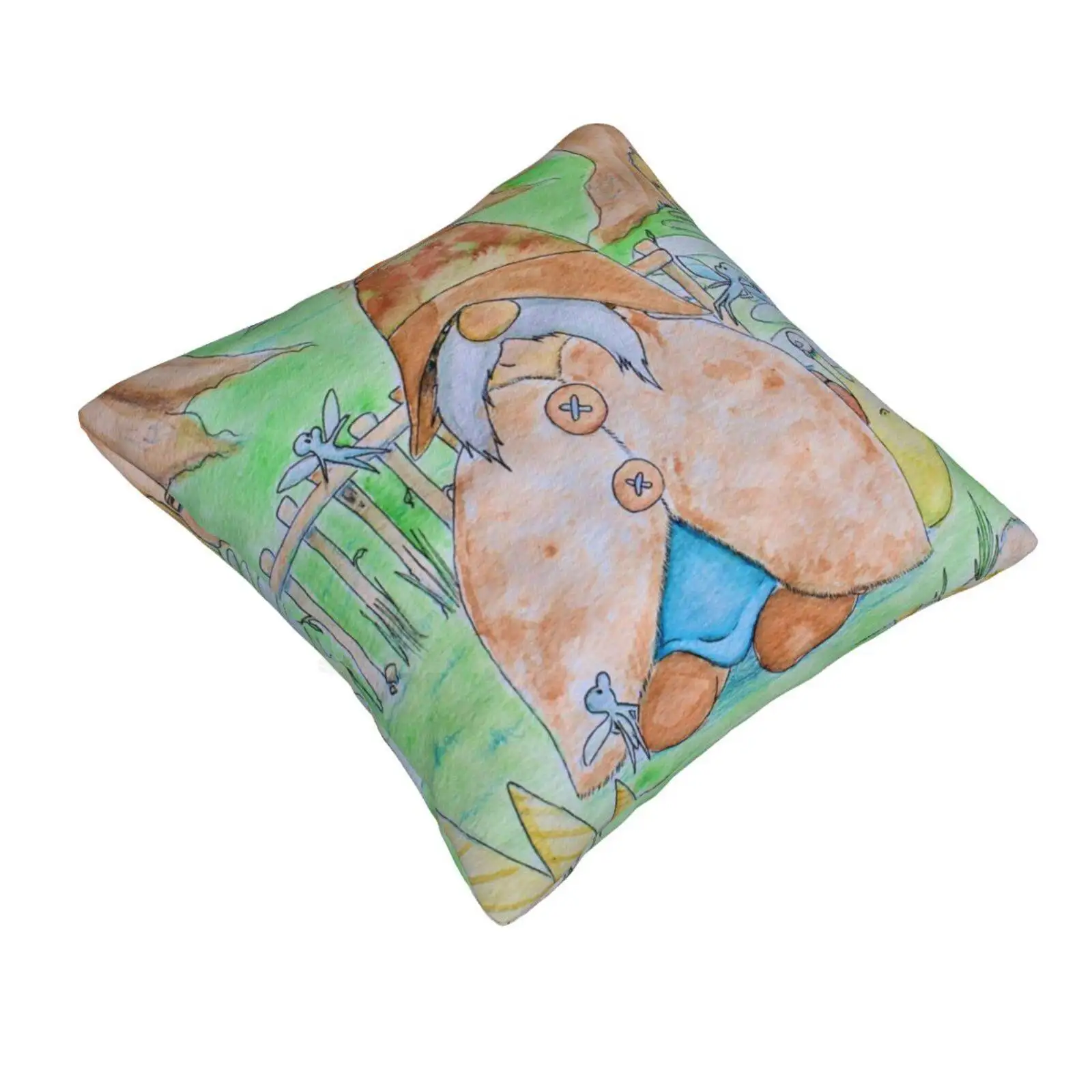 Oliver Bari The Gnome Throw Cushion Pillow Cover Gnome Fantasy Pixies Snail Water Color Taroka