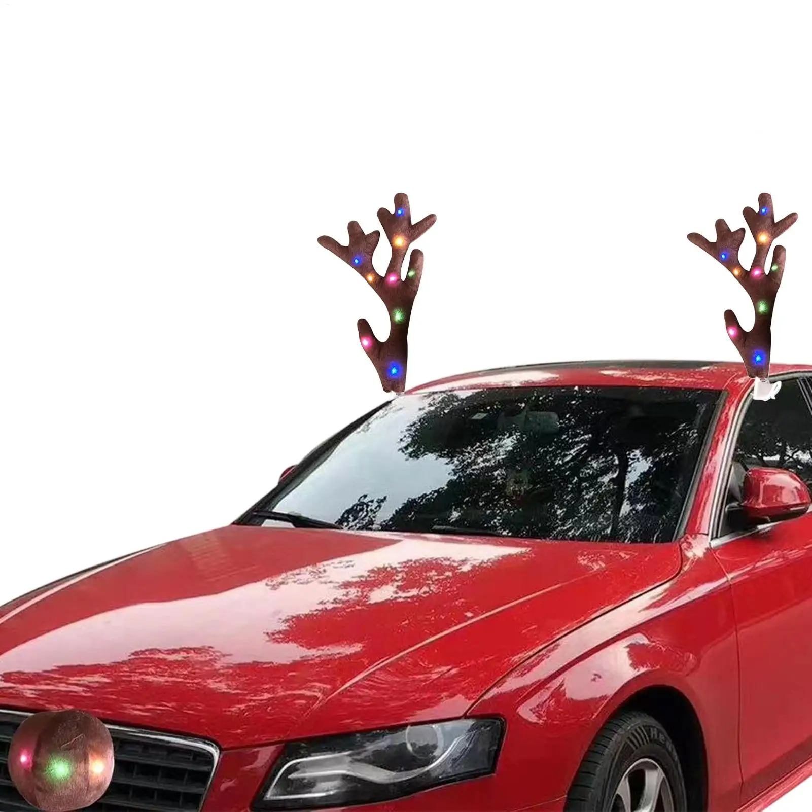 LED Glowing Antlers Christmas Car Decoration Accessories Car Truck Costume Reindeer Deer Antlers for Truck Elk Vehicle Decor