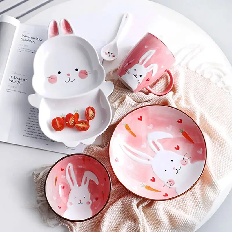 

Jingdezhen cute animal creative ceramic children's tableware baby bowl eating bowl cartoon bowl plate breakfast plate