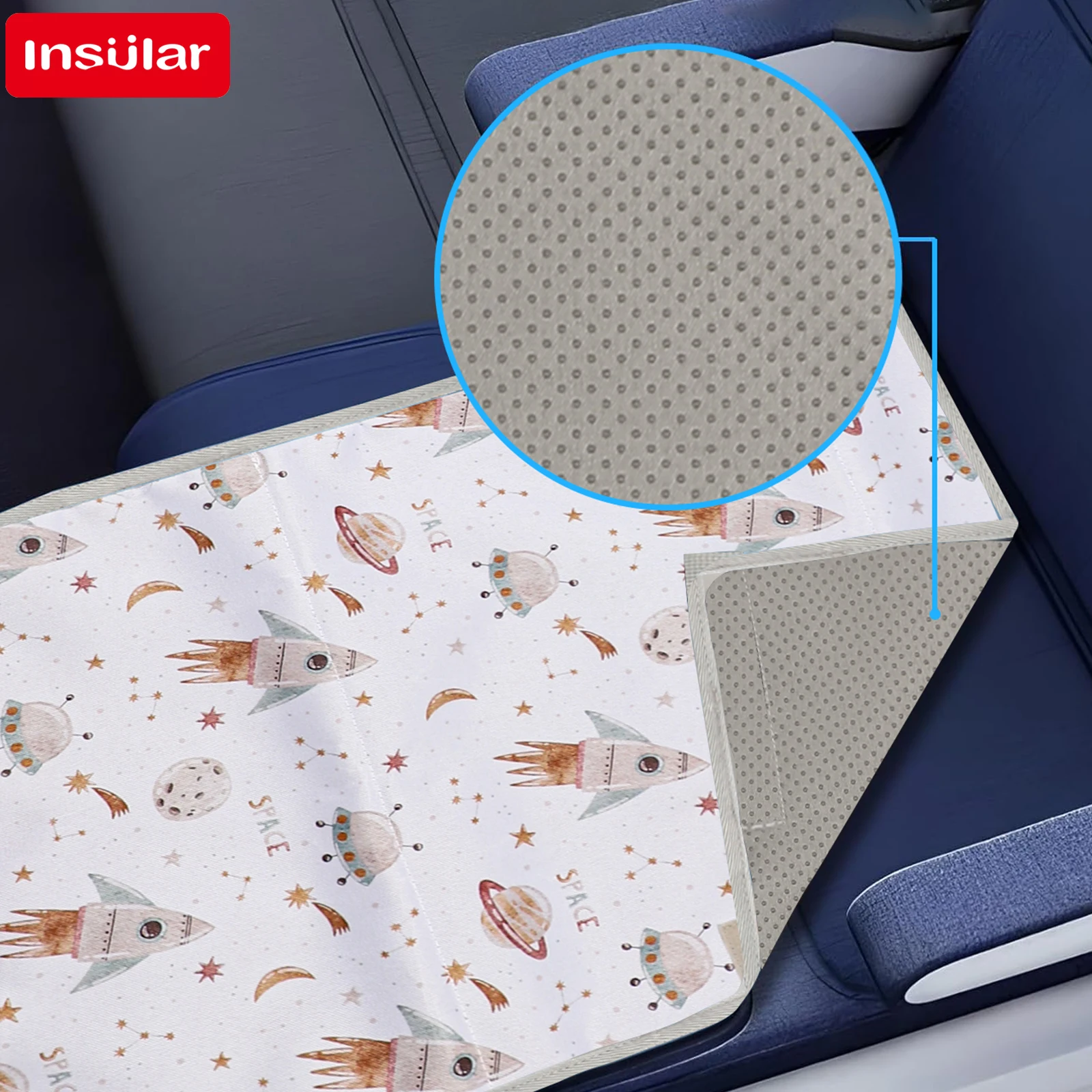 INSULAR Airplane Seat Extender Waterproof Children Plane Seat Extension Pad Cartoon Kids Plane Travel Hammock Bed Easy To Clean