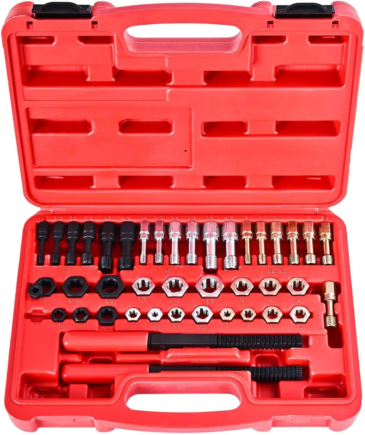 42-Piece Thread Chaser Set, Thread Restorer Rethreading Kit, Thread Repair Tool with UNF UNC and Metric Sizes