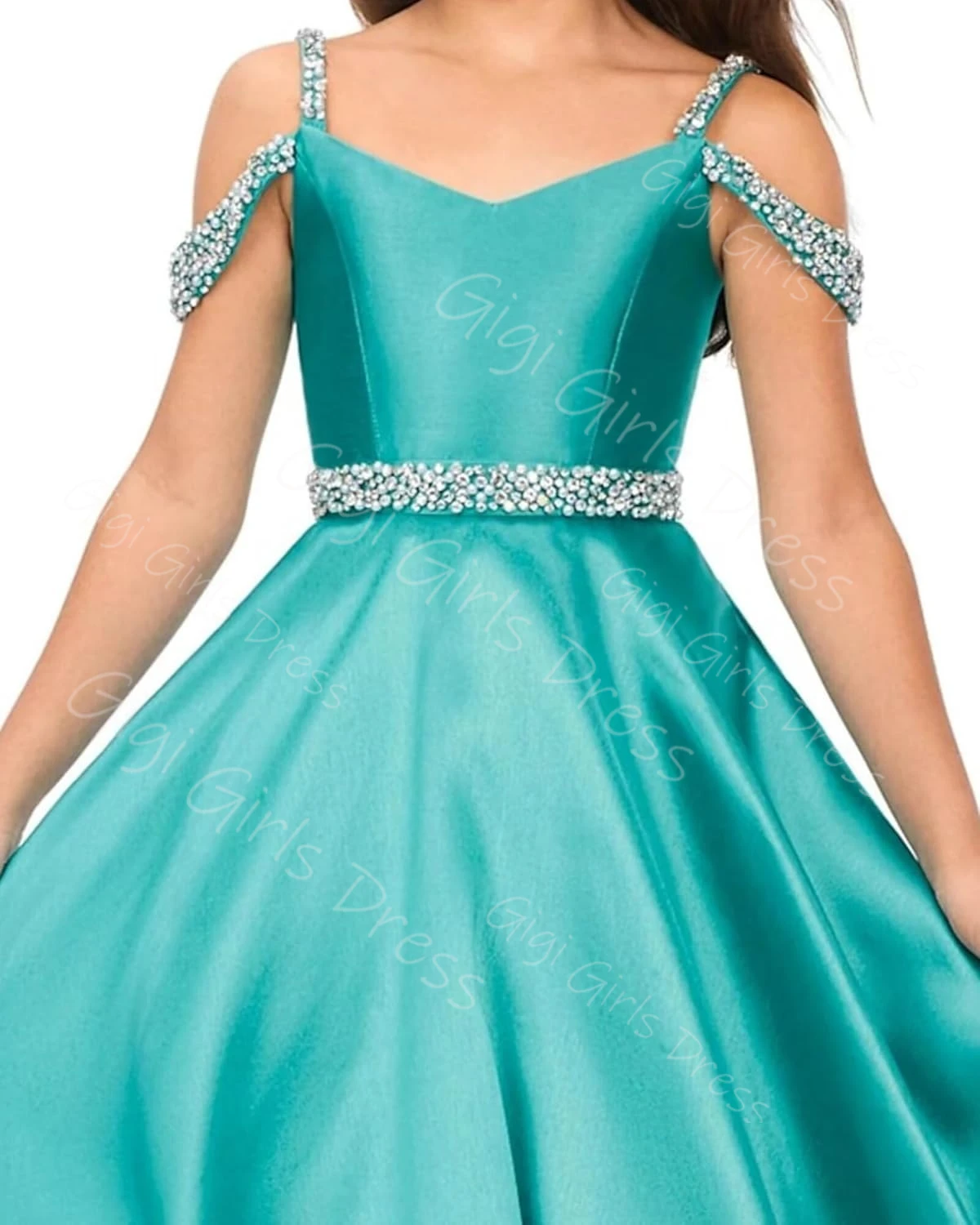 Satin Princess Pageant Dress for Girls Rhinestone Flower Girl Dress for Wedding Bridesmaids Straps Party Communion Gowns Custom