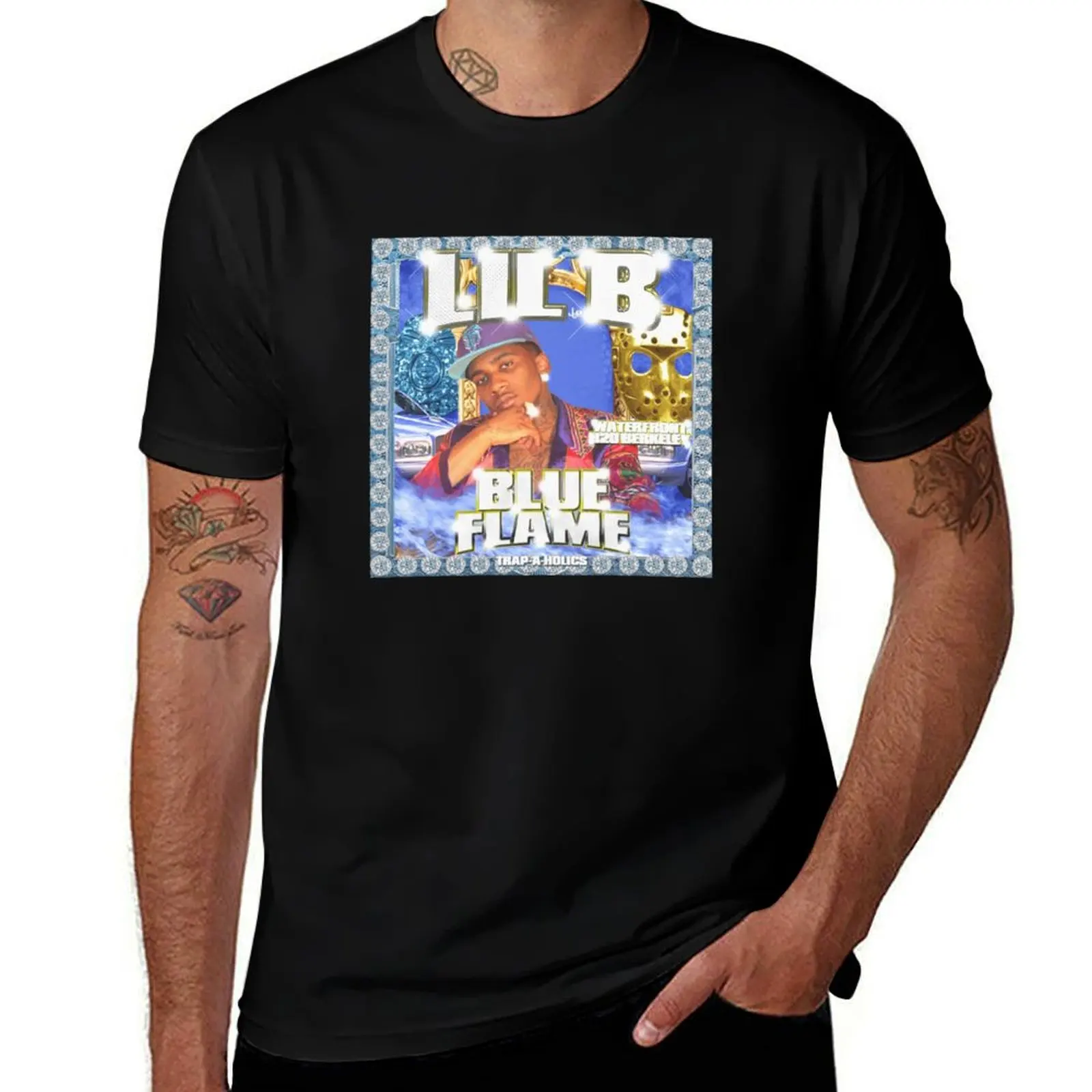 Lil B - Blue Flame T-Shirt Active Sports Short Sleeve Cotton Shirt