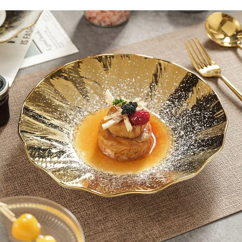 

Flowing Sand Ceramic Deep Plate Salad Italian Noodle Dessert Plates Molecular Cuisine Specialty Tableware