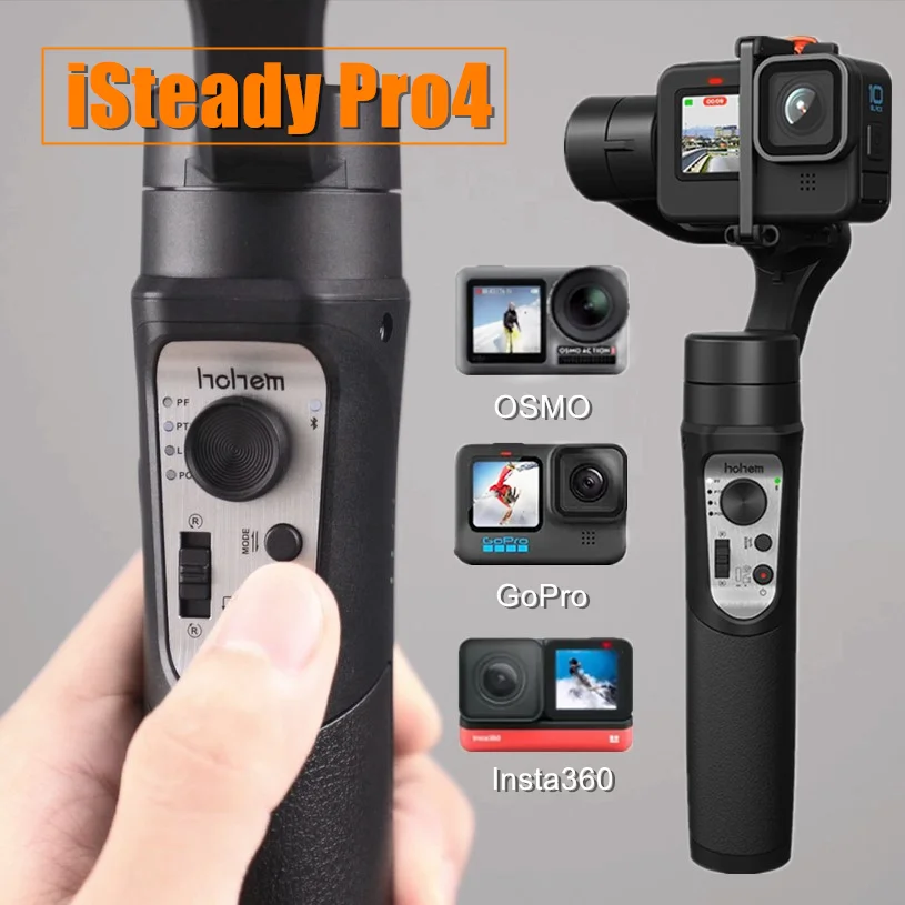 

iSteady Pro 4 Gimbal Stabilizer for GoPro Hero 12/11/10 OSMO Insta 360 One R, 3-Axis Anti Shake Action Camera Stabilizer Tripod