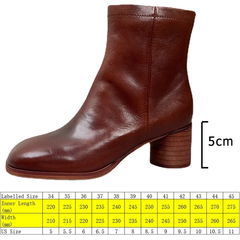 Koznoy Comfy Boots 5cm Platform Cow Genuine Leather  Ankle 2023 Women Autumn Ethnic Chunky Heels Ladies Spring Moccasins Shoes