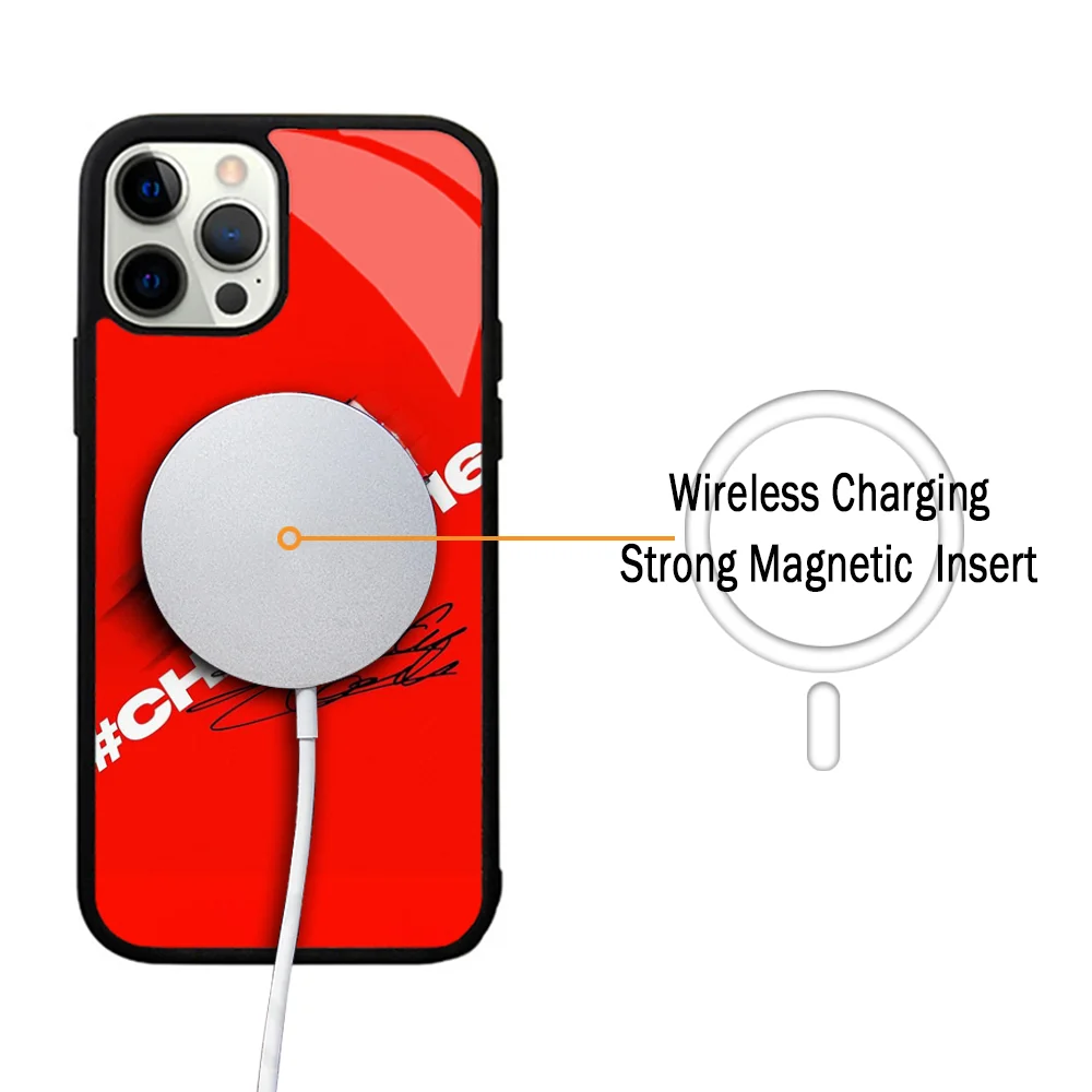 C- Charles Leclerc 16 F1 Phone Case For IPhone 11 12 13 14 15 Plus Pro Max Mirror Acrylic Cover For Magsafe Wireless Charging