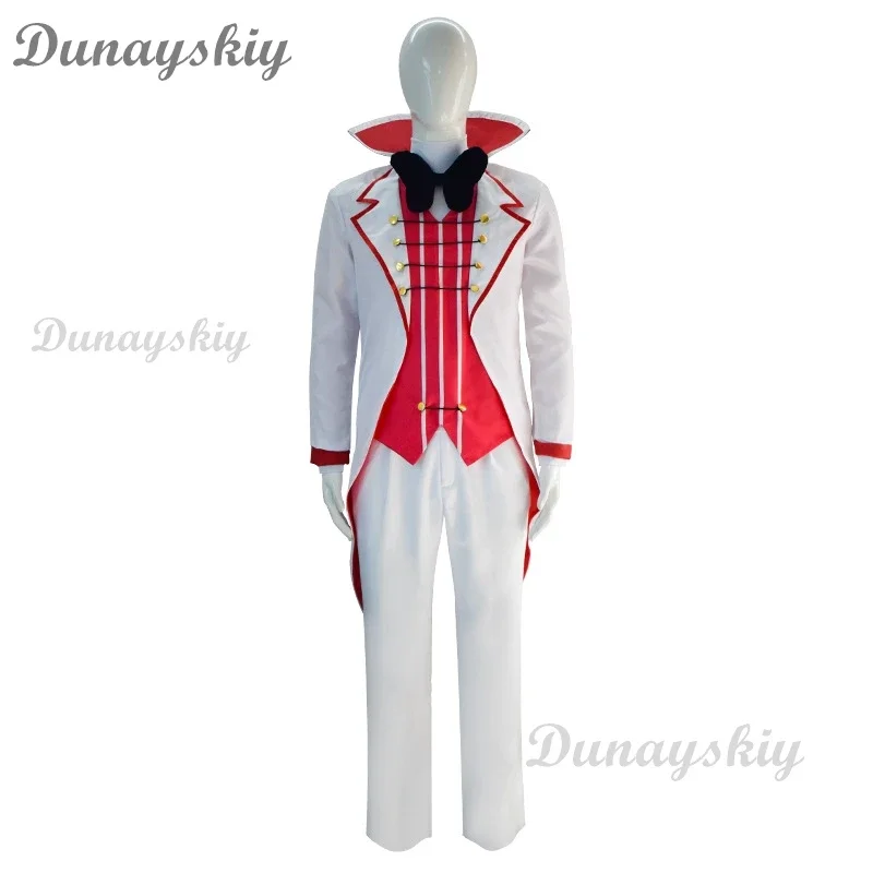 Hazbin Lucifer Cosplay Anime Hotel Morningstar Cosplay Costume Wig Daddy White Suit Devil Hell Halloween Party Adult Men Costume