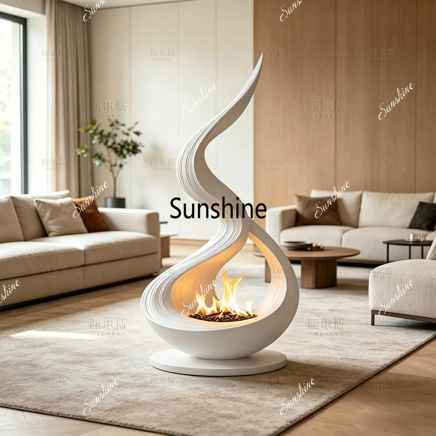 High-end custom floor-to-ceiling special-shaped fireplace fashion heaterTJ