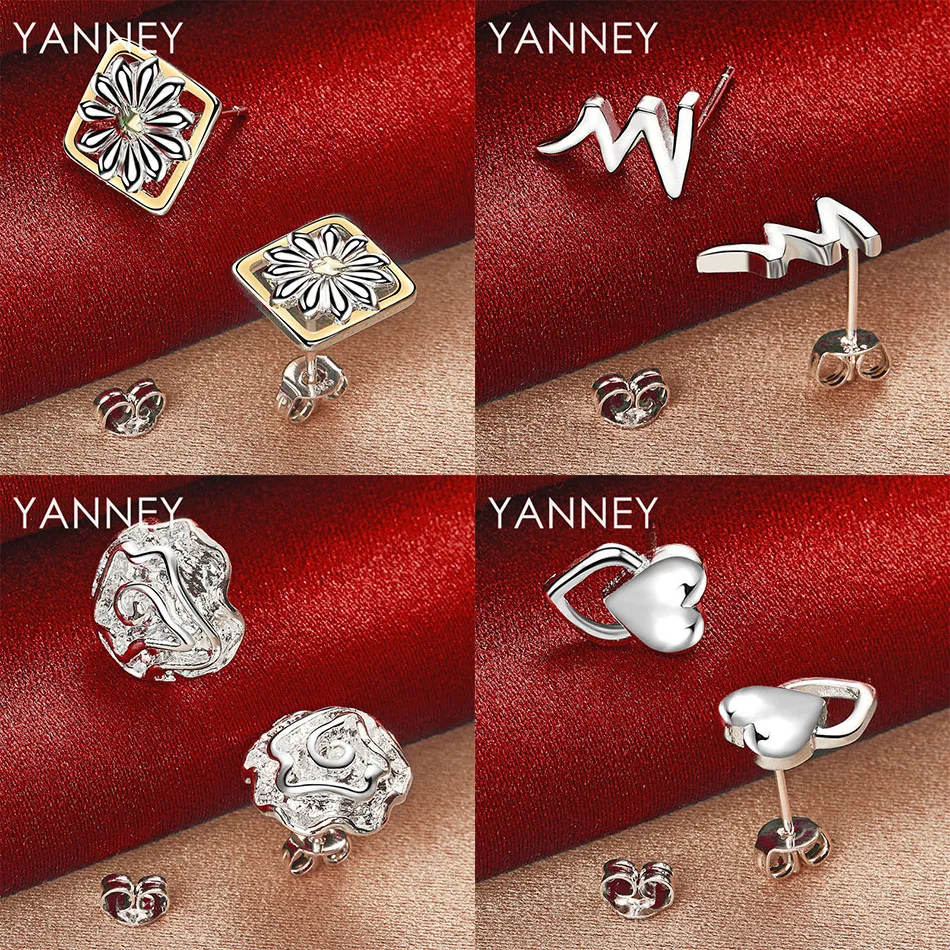 

S925 Sterling Silver Exquisite Rose Heart Shape Earrings Women Charming Wedding Jewelry Gift Fashion Accessories