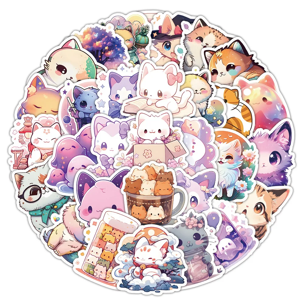 10/30/50 Stuks Kawaii Kat Stickers Schattige Cartoon Dier Graffiti Diy Laptop Telefoon Gitaar Auto Fiets Skateboard Stickers Cadeau Kinderen Speelgoed