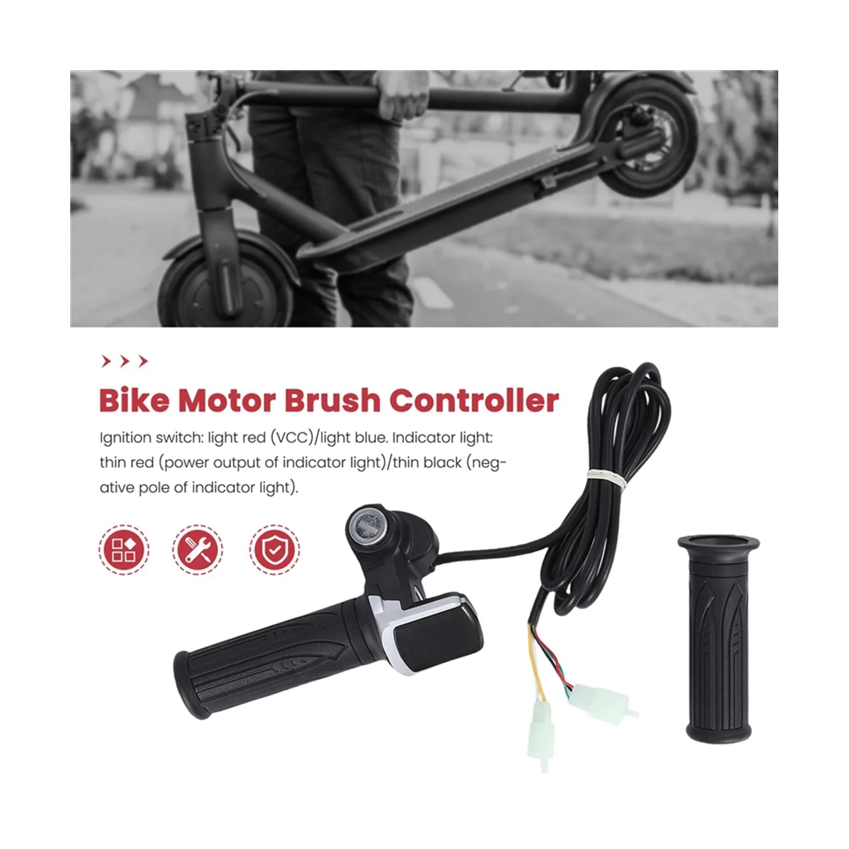 48V 1000W Electric Scooter Brushed Controller Motor+Throttle Twist Grip Kit for Electric Scooter Bicycle E-Bike