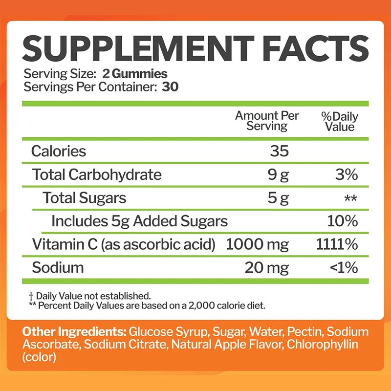 Vitamin C Gummies 1000 Mg - Collagen Extract, Dietary Supplement