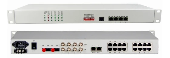 16 Channel Voice FXO/FXS 4E1 4FE RS232 Over Optical Telephone Multiplexer