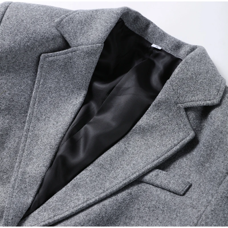 Description Picture 6 of itemElegant Woolen Coat Skirts Set Women Grey Lapel Hidden Buckle Blazers Pleated Skirt 2024 Autumn Winter New Lady Office Outfits