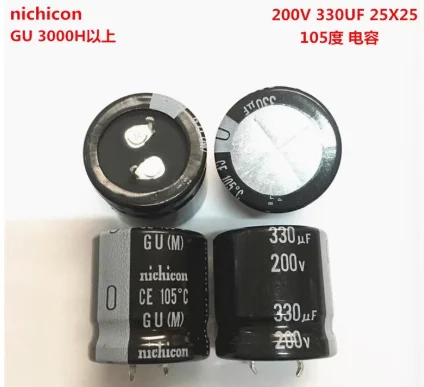 

2PCS/10PCS 330uf 200v Nichicon GU/GY 25x25mm 200V330uF Snap-in PSU Capacitor