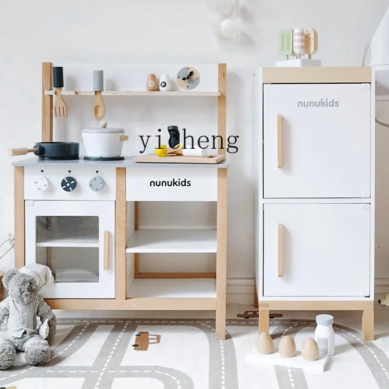 Zk die Simulation zum Kochen Küche Kühlschrank Anzug Puppe Spielhaus Holz Holz Kindergarten Herd Spielzeug