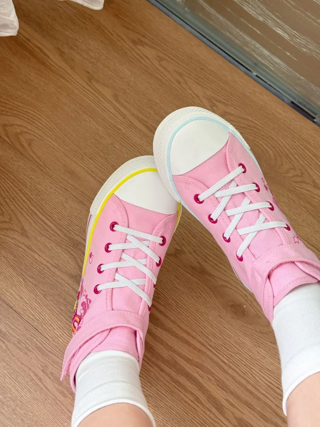 Spring Autumn New All Match Sweet Girl High-top Height Increase Plimsolls Japanese Cartoon Mp Embroidery Cute Pink Canvas Shoes view 3