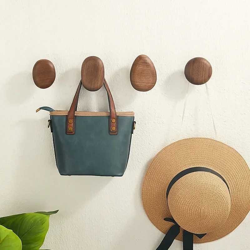 Walnut Decorative Hook Porch Clothes Hangers Creative Holefree Multifunctional Bathroom Hooks Elegant Living Room Accent