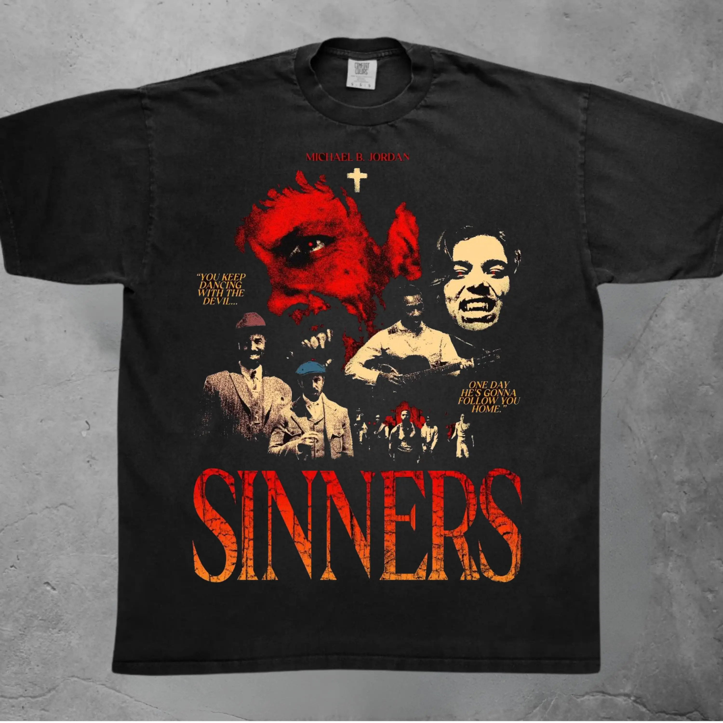 Sinners Movie Shirt, Michael B Jordan Tee, Sinners 2025 Vintage T-Shirt, Horror Movie Graphic Tee, Distressed Vampire Film Shirt