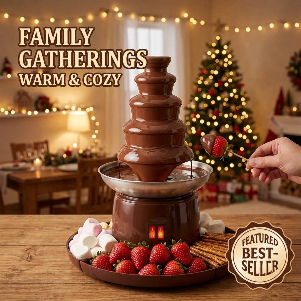6-Layer Chocolate Fountain Melting Tower with Creative Fruit Platter, for Living Room Home Use, Home Appliance