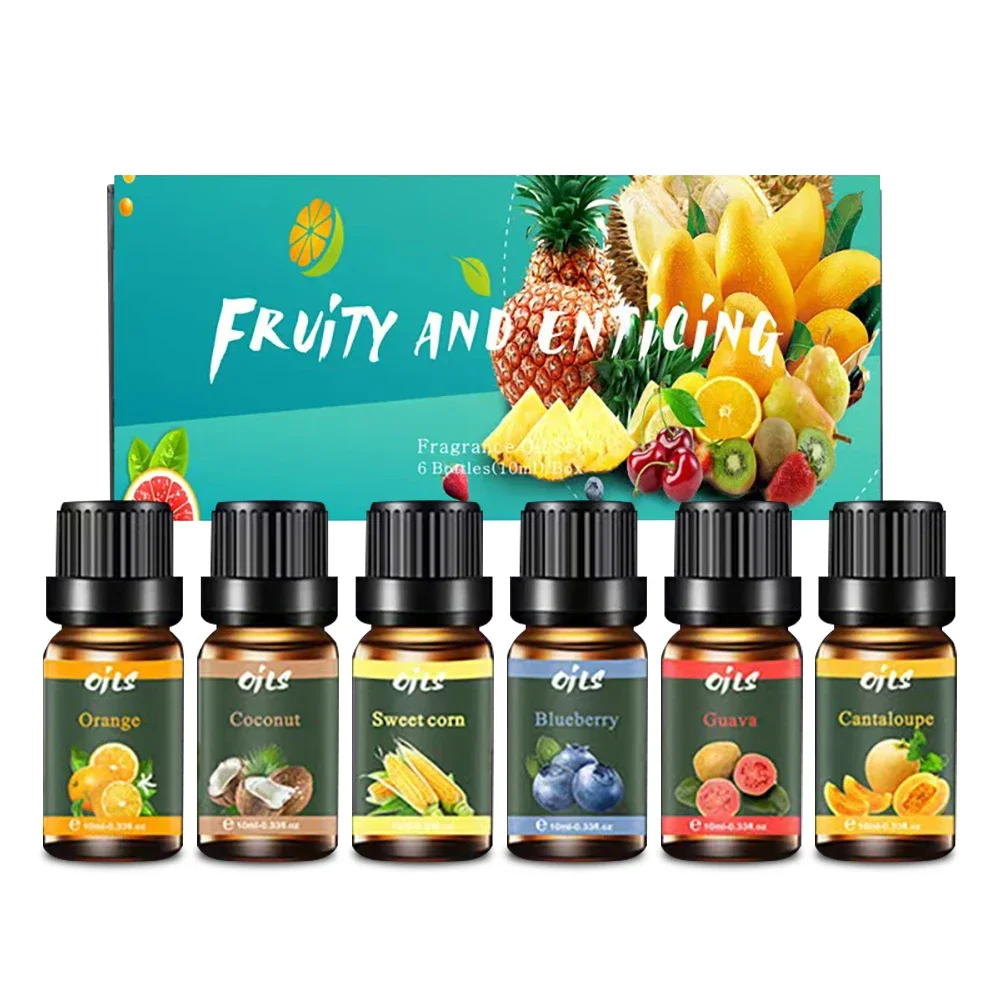 6 mélanges d'huiles essentielles recueillir l'arôme de fruits tropicaux humidificateur machine d'aromathérapie kit d'huile essentielle brûleurs d'encens à reflux