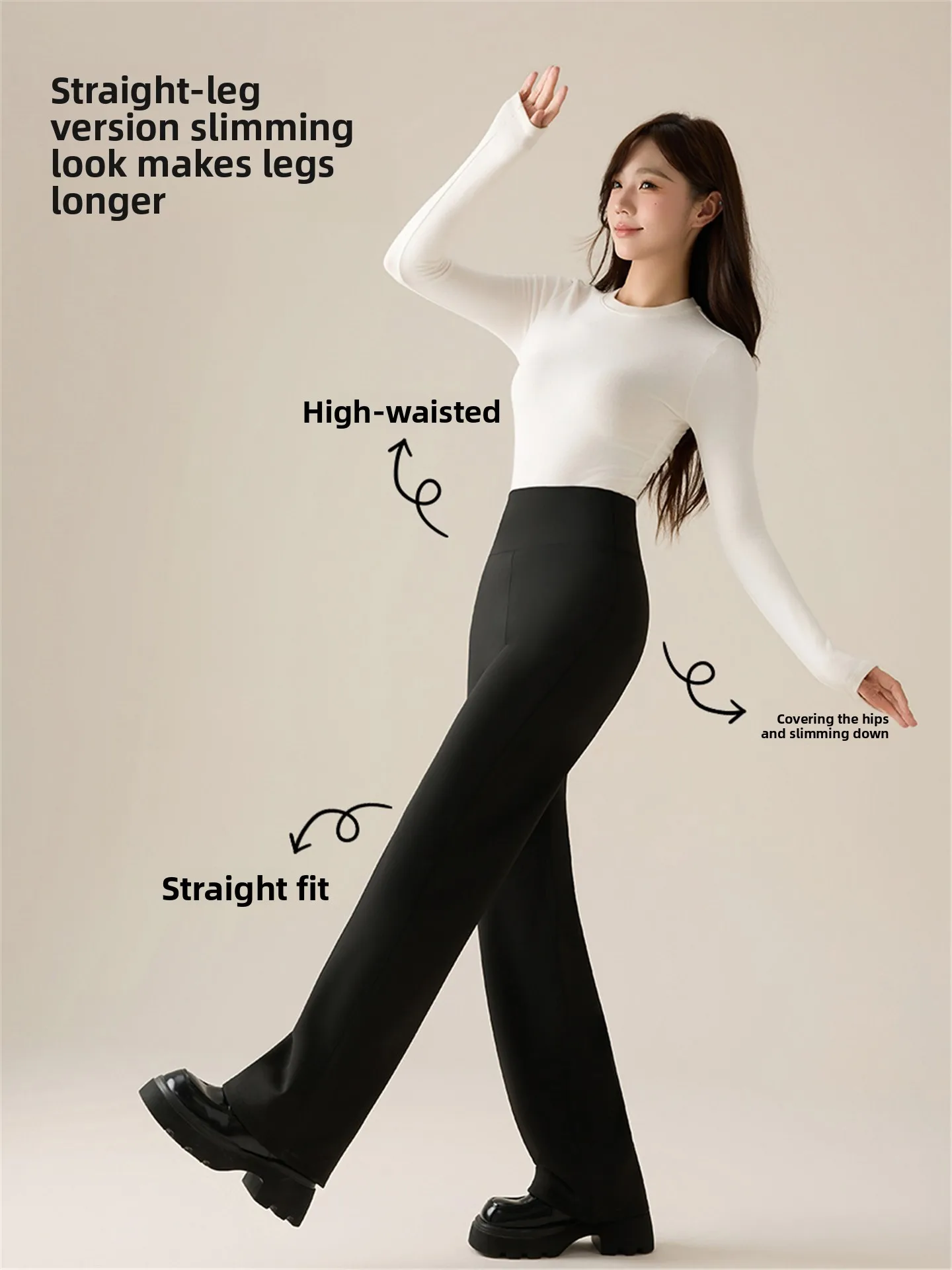 Thiened Fce High Waist Long Straight Yoga Pants Women Outerwear Autumn Winter High Waist Warm Loose Base Layer Trousers
