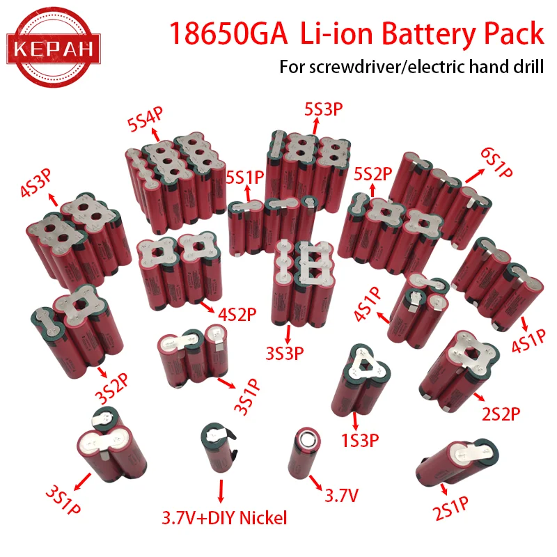 تخصيص بطارية NCR18650GA 2s1p 3s1p 4s1p 5s1p 5S2P 6s1p 3.7V-25.2V 3500mAh 30A مفك الحفر الكهربائية بطارية ليثيوم لون
