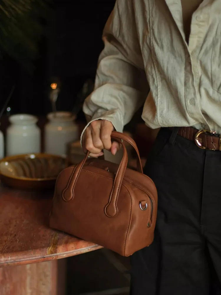 

Fashion Simple Retro Genuine Leather Women Shell Boston Bag\Handbag Real Leather Tote Shoulder Crossbody Bag New