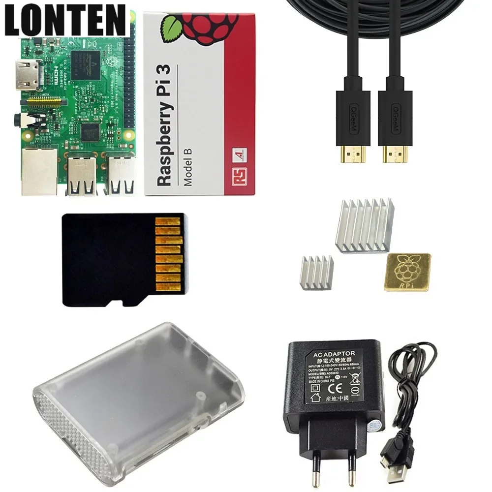 Kit de placa Raspberry Pi 3 modelo B, 1GB LPDDR2 BCM2837 Quad-core Ras PI3 B,ras PI 3b,ras PI 3 B con Wifi y Raspberry Pi3 CN;GUA
