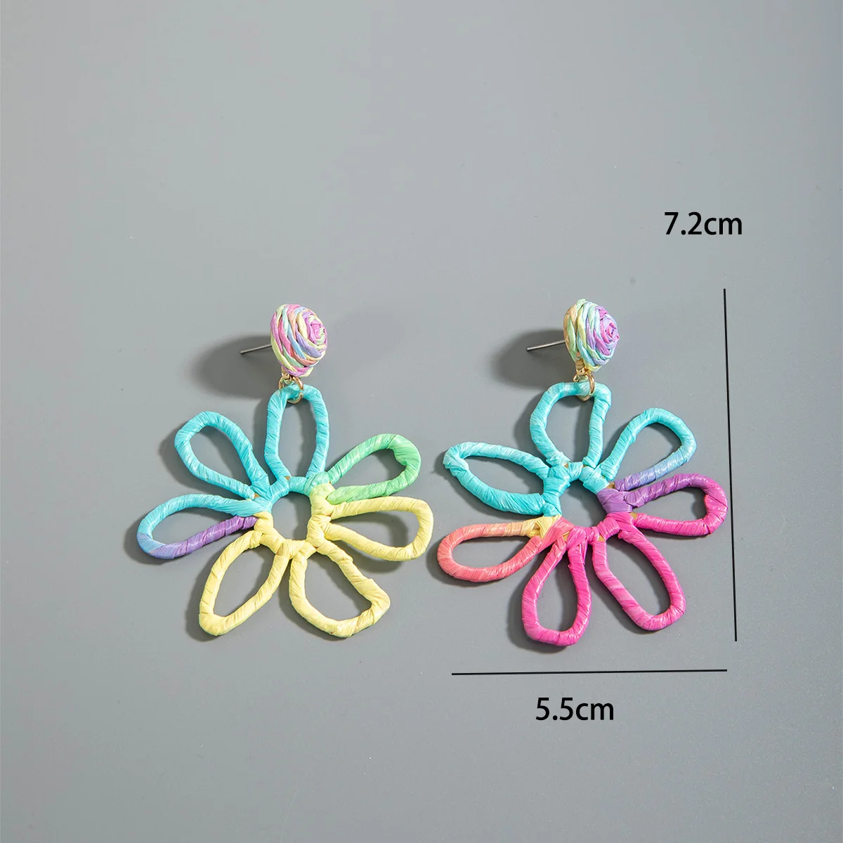 Tocona Fashiona Personality Originality Lafite Grass Flower Cherry Star Pendant  Earrings Suitable for Girls Parties Gifts