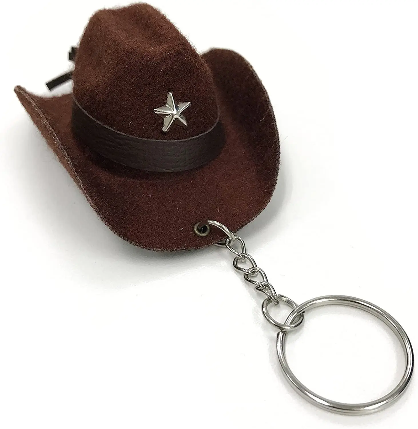 Stylish Western Cowboy Hat Keychain Pendant Leather Keyrings Portable Bag Key Chains Decoration for Men Women