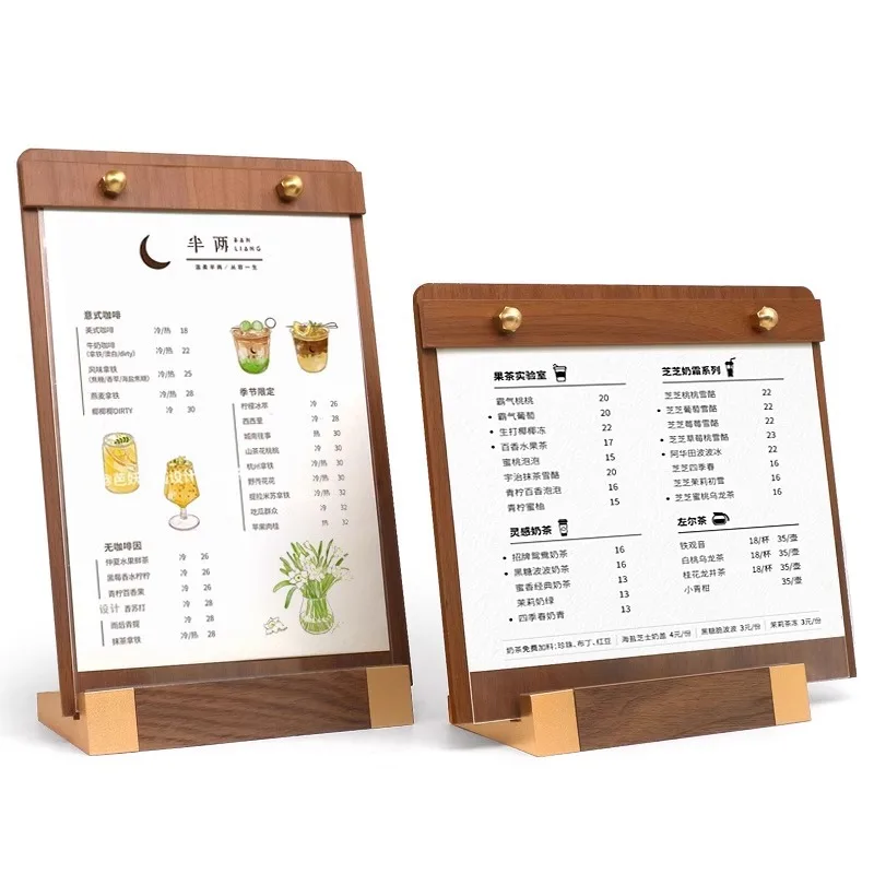 A4/A5 Klembord Massief Walnoot Hout Menubord Massief Hout Display Bord Hoogwaardige Koffie Prijslijst Menutable Top Display