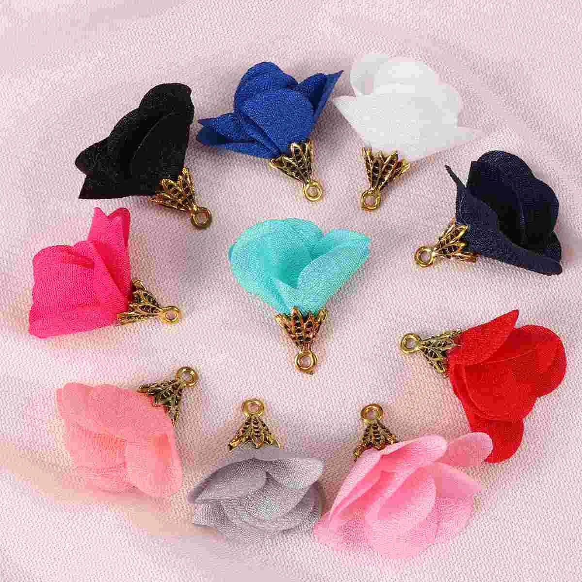 

50 PCS Key Fob Metal Tassel Ornament Flower DIY Pendant Earrings Hanging Delicate