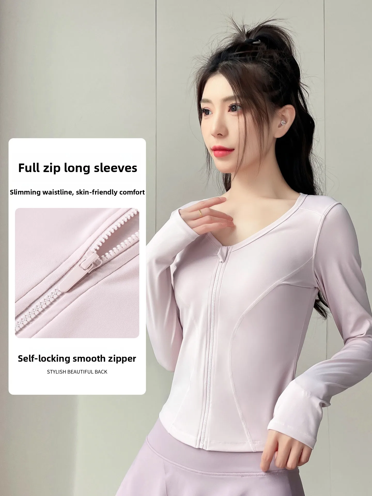 Conjunto de ropa deportiva de Yoga de cintura alta para mujer, pantalones Capri elásticos adelgazantes para correr, pantalones largos Sve v-ne con cierre de cremallera de nailon