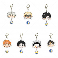 Hot Cute Anime Haikyuu Keychain Hinata Shoyo Tobio Kageyama Yu Nishinoya Cartoon Acrylic Keyring Accessories Fans Gifts COSPLAY