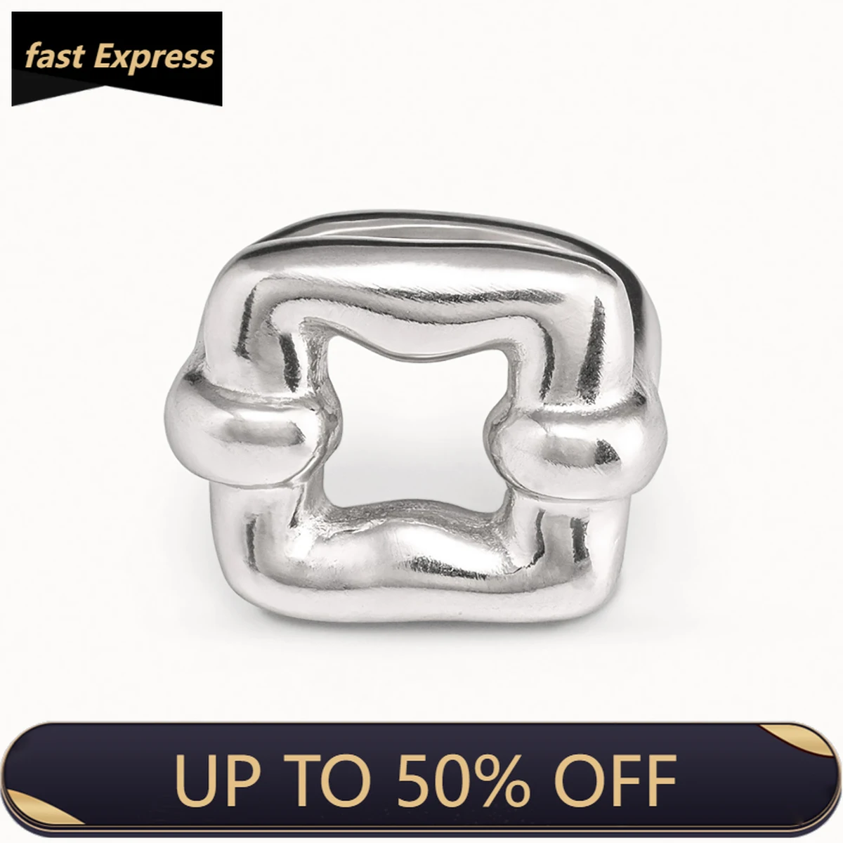 2024 New Product Spanish popular UNO de 50 Jewelry Fashion Simple Square Hollow Ring Women's High Quality festival Gift