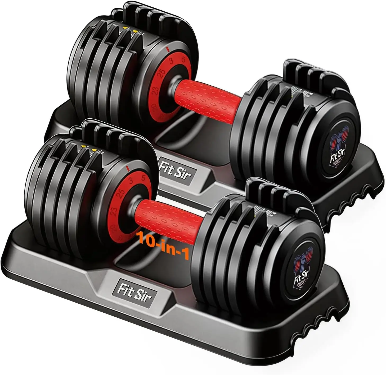 Adjustable Dumbbell Set, 10-in-1 25/50/90 LB, Safe Locking System and Storage Tray, 1-Second Fast Adjustment, Non-Slip Grip