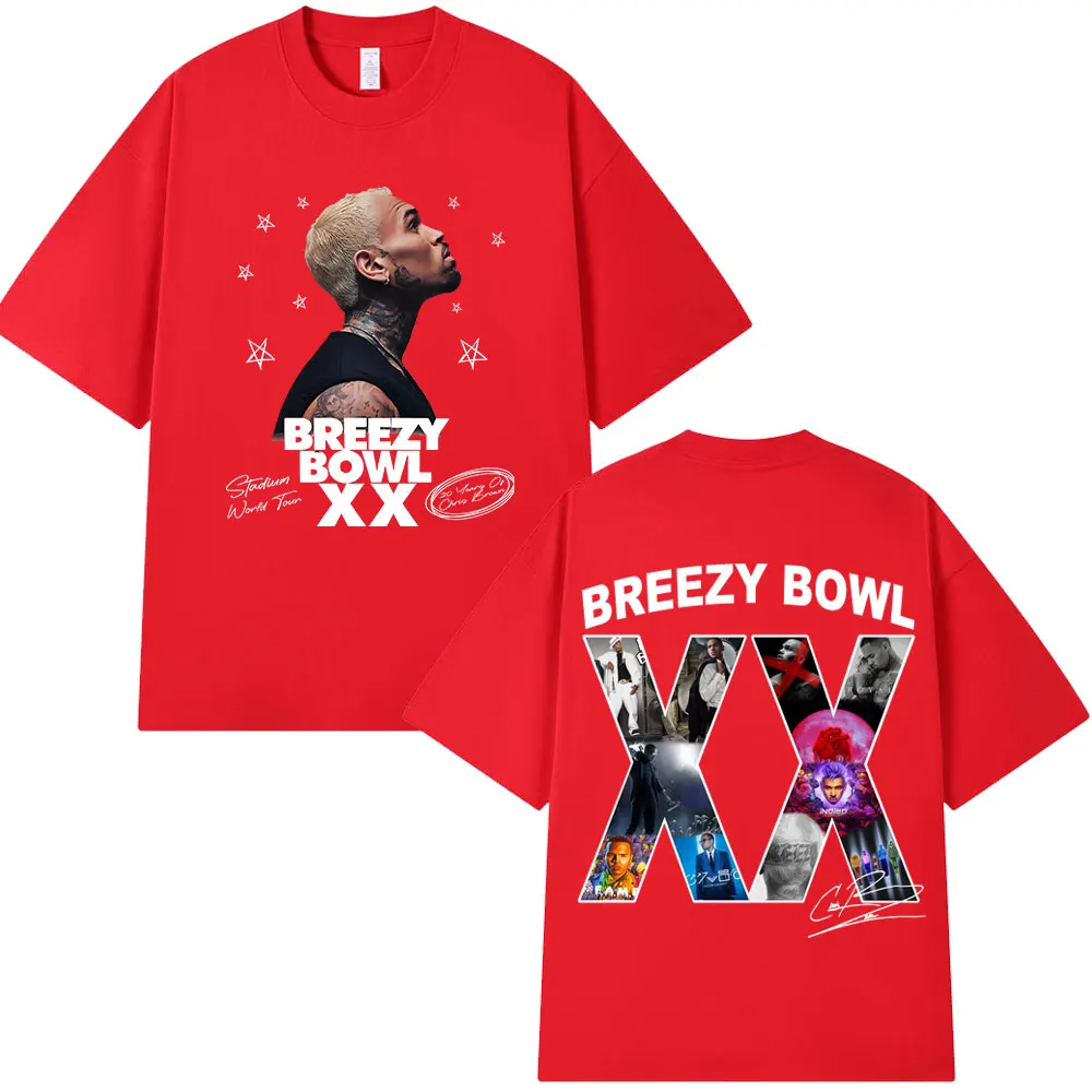 Chris Brown Breezy Bowl XX 2025 Tour Concert Merch T-shirt Men's Women Fashion Hip Hop T Shirt Cotton Casual Oversized T-shirts image 4
