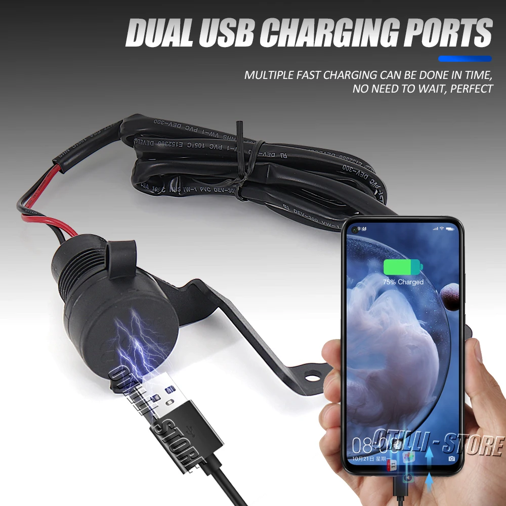 2021 Xe Máy Dual USB Sạc Thuốc Adapter Sạc Điện Thoại Đôi Cổng USB Cho Xe Honda Nổi Dậy CM1100 CM 1100