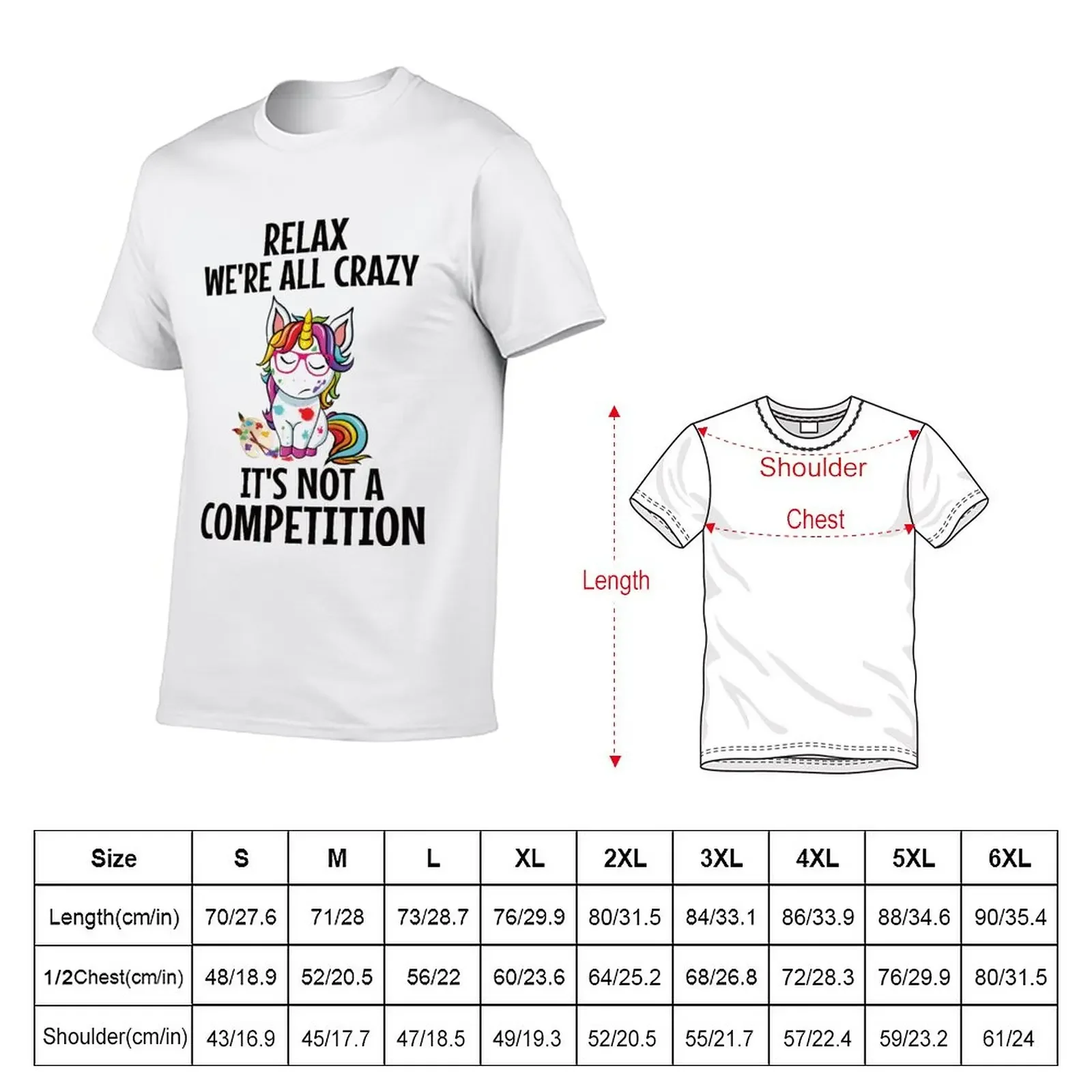 New Cute Funny Relax We're All Crazy Unicorn Design T-Shirt hippie clothes man clothes t shirts for men pack