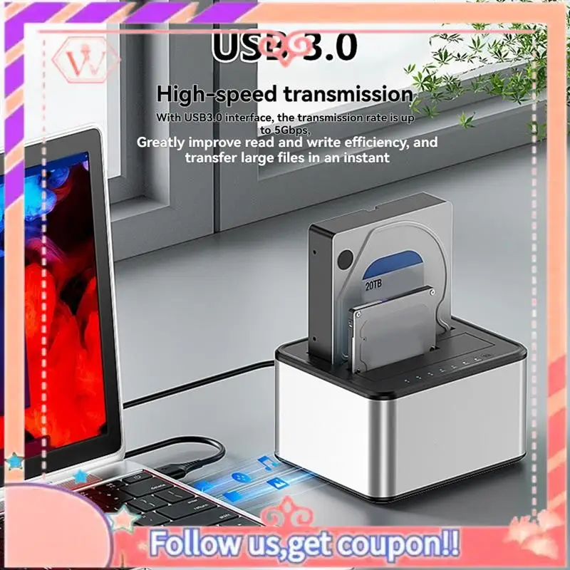 

Upgraded 2.5/3.5 Inch SSD External Hard Drive Enclosure Dual-Bay Hard Drive Docking Station SATA To USB 3.0 HDD Case