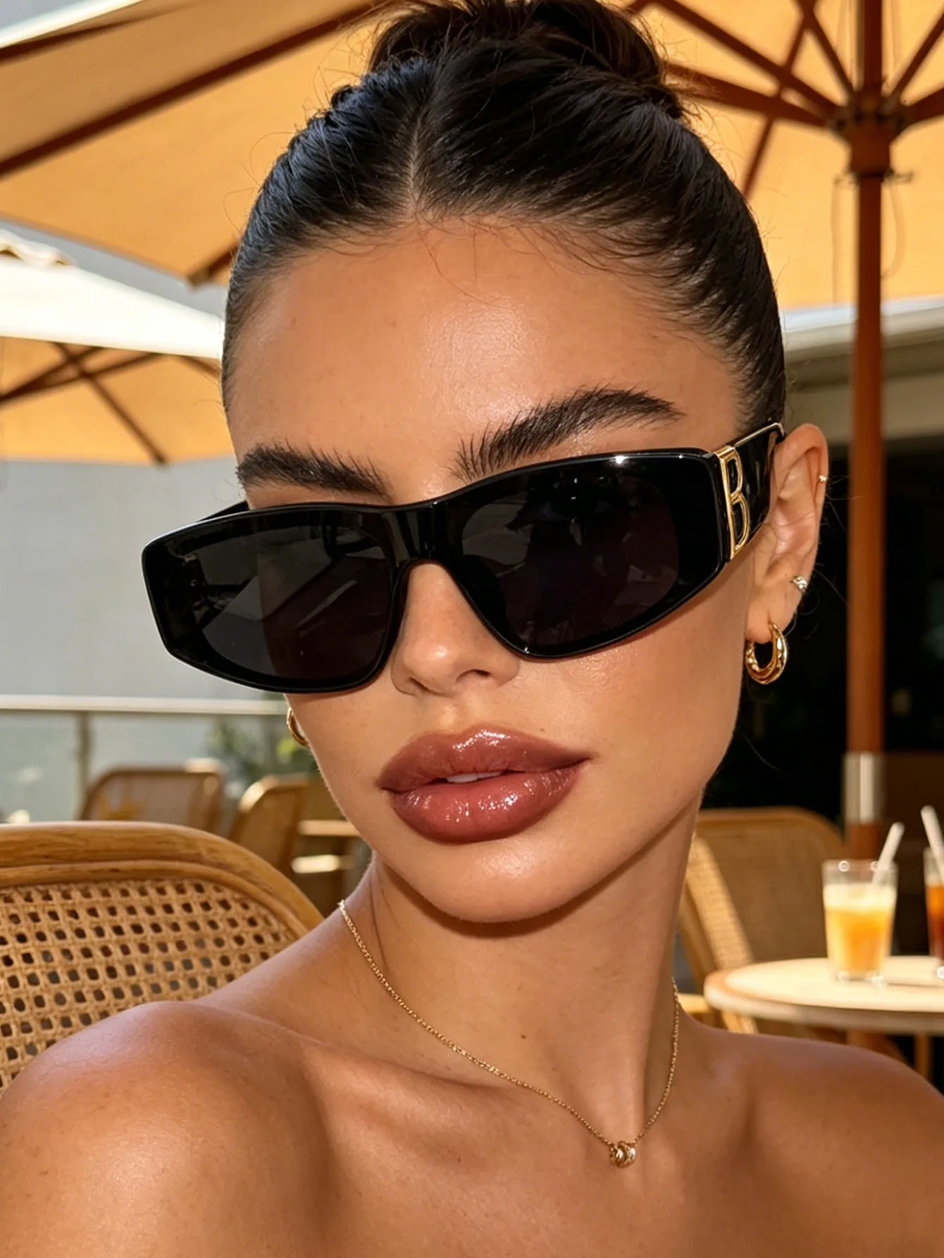 1 Stück hochwertige Sonnenbrille mit schwarzem Rahmen, Retro-Sonnenbrille mit schmalem Rahmen, geeignet für den täglichen Gebrauch