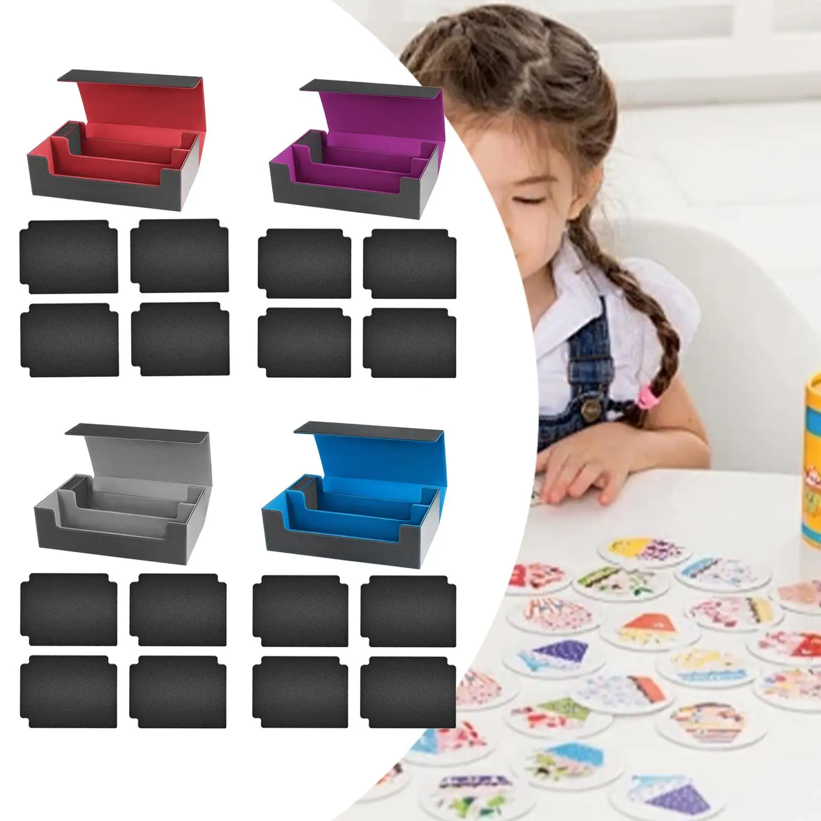 

Double Rows Trading Card Deck Box Lightweight Holds over 1200 Game Cards Categorizing Protector Practical Sleeved Cards Holder